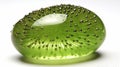 Green kiwi with seeds resembling droplets of mercury Royalty Free Stock Photo