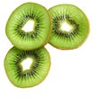 Green kiwi slices isolated on white as background Royalty Free Stock Photo