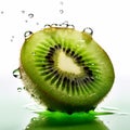 green kiwi with water droplets