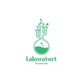 Green laboratory glass logo design vector graphic symbol icon sign illustration creative idea Royalty Free Stock Photo