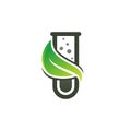 Green laboratory logo design with glass tube