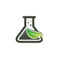 Green labs logo icon design with glass labs and leaf