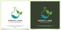 Green labs logo template with creative element Premium Vector