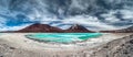 Green Lagoon (Laguna Verde) with volcano Licancabur in background Royalty Free Stock Photo