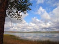 Green Lake in BC Interior with impressive skies and reflectionsc site in British Columbia interior has spectacular background