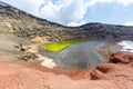 Green lake Charco de Los Clicos Verde near El Golfo on Lanzarote island on Canary Islands in Spain