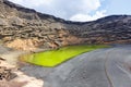 Green lake Charco de Los Clicos Verde near El Golfo on Lanzarote island on Canary Islands in Spain