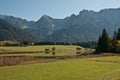 Green lake and Karwendel massif mountains