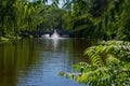 Green lake in Mezhyhirya park at Novi Petrivtsi near Kyiv Ukraine Royalty Free Stock Photo