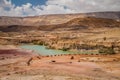 Green lake in Mitzpe Ramon crater in Israeli Negev desert