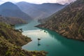 Green lake in mountains