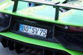 Green Lamborghini Aventador Spoiler Rear View