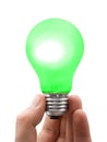 Green lamp in hand