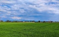 Green land cloudy sky white landscape photography empty background