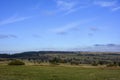 Green landscape  with big meadow, trees and blue sky in the RhÃÂ¶n, Bavaria, Germany Royalty Free Stock Photo