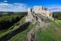 Green landscape with castle Hrusov in Slovakia Royalty Free Stock Photo