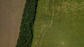 Green landscape with forest and meadowv - top down aerial view