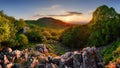 Green landscape with forest and rocks - Carpathian panorama, Slovakia Royalty Free Stock Photo