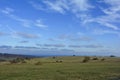 Green landscape  with many  blue sky in the RhÃÂ¶n, Bavaria, Germany Royalty Free Stock Photo