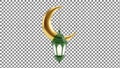 Green Lantern with Golden Crescent Moon Royalty Free Stock Photo
