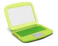 Green laptop on white background. 3d rendering Royalty Free Stock Photo
