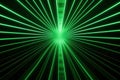 Green Laser Beams Converging in Dark Space. Generative AI Royalty Free Stock Photo