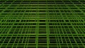 Green lattice network . Horizontal , vertical tubes , lines. 3d rendedr illustration