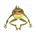 Green laughing frog amfibian animal cartoon character vector Illustration on a white background Royalty Free Stock Photo