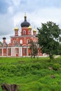 Russia, Staraya Russa, August 2021. Garden at the old Church of the Ascension of Christ.