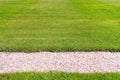 Green lawn and pebbles path