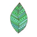 Green Leaf badge. T-shirt print design. Tattoo color art.
