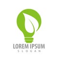 Green leaf bulb logo concept design. Symbol graphic template element vector Royalty Free Stock Photo