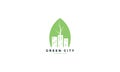 Green leaf with city building logo vector icon illustration design Royalty Free Stock Photo