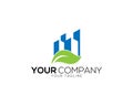 Green Leaf City Buildings logo and Property icon design Royalty Free Stock Photo