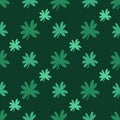 Green leaf clover seamless vector pattern. Quatrefoil for good luck, plaid ornament. Bright festive plant, symbol of