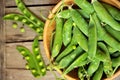 Green leaf diet concept with organic , healthy food : peas Royalty Free Stock Photo