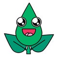 Green leaf excited face expression icon