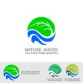 Green leaf and fresh water logo