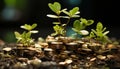 Green leaf grows wealth, banking on nature prosperous money tree generated by AI Royalty Free Stock Photo