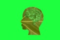 green leaf head with green water brain on green background, creative eco design Royalty Free Stock Photo
