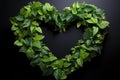 A green leaf heart expressing care for nature and the planet, earth friendly image, Generative AI