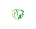 Green Leaf Horse Animals With Love Symbol Logo