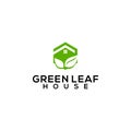 Green Leaf House Logo Design Concept Vector Royalty Free Stock Photo