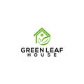 Green Leaf House Logo Design Concept Vector Royalty Free Stock Photo