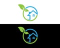 Green leaf house logo and icon design concept Royalty Free Stock Photo