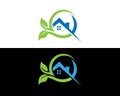 Green leaf house logo and icon design Royalty Free Stock Photo