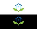 Green leaf house logo and icon design Royalty Free Stock Photo