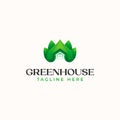 Green Leaf House Logo Template Isolated in White Background Royalty Free Stock Photo