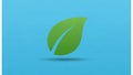 Green leaf icon on a light blue background represents nature or environmenta Royalty Free Stock Photo
