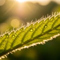 Of a green leaf illuminated by sunlight revealing intricate vein Royalty Free Stock Photo
